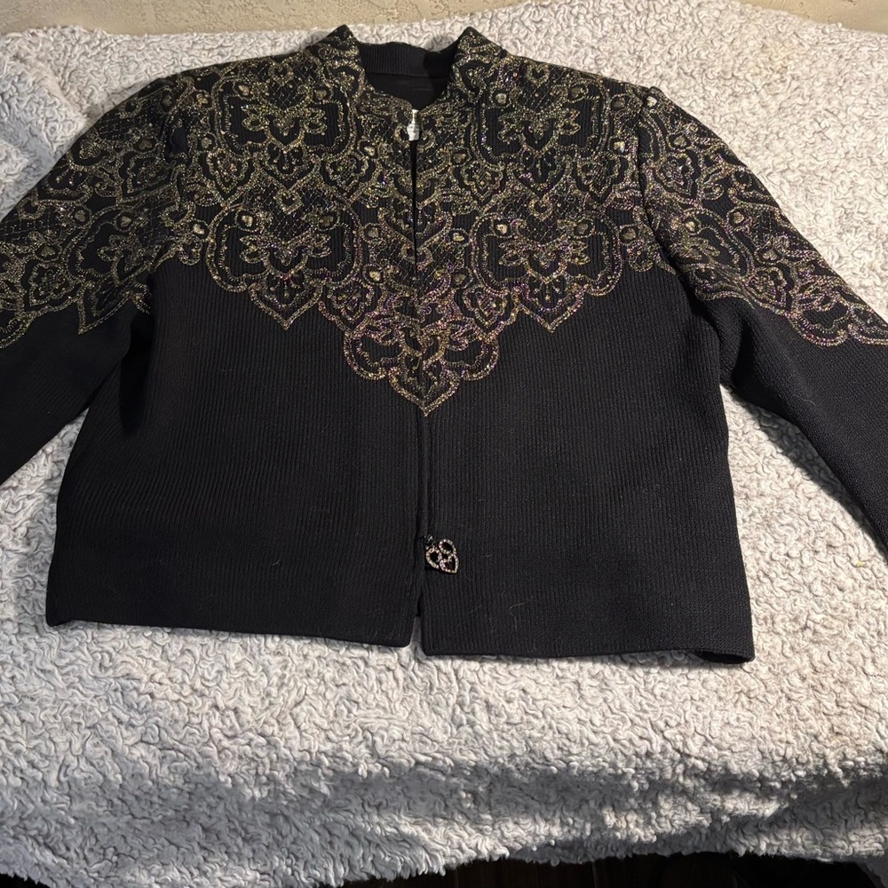 St John evening black and gold embellished jacket